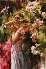Garmash SURROUNDED BY FLOWERS painting